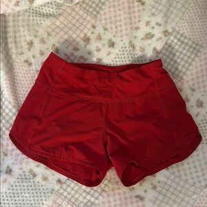 lululemon athletica Vibrant Red Athletic Shorts